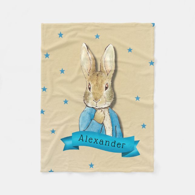 Peter Rabbit Carrots and Stars Boy Custom Fleece Blanket (Front)