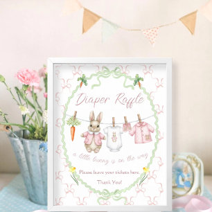 Peter Rabbit Clothesline Baby Shower Diaper Raffle Poster