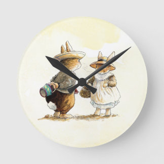 Peter Rabbit (couple) Round Clock