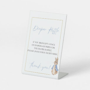 Peter rabbit diaper raffle pedestal sign