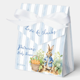 Peter rabbit dusty blue baby shower monogrammed favour box