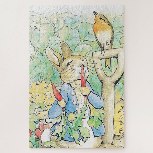 “Peter Rabbit Eats a Carrot” by Beatrix Potter Jigsaw Puzzle (Vertical)