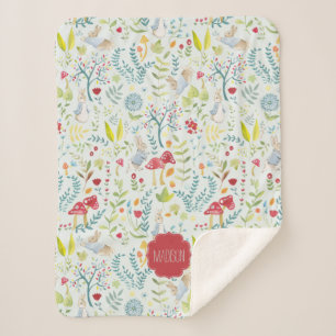 Peter Rabbit Enchanted Watercolor Pattern Sherpa Blanket