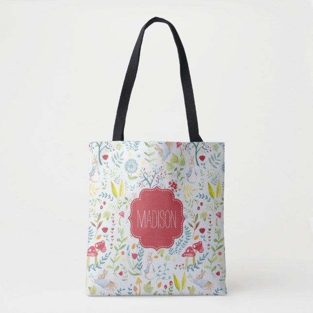 Peter Rabbit | Enchanted Watercolor Pattern Tote Bag (Front)