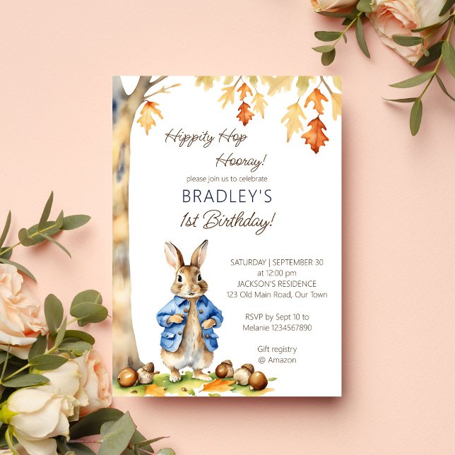 Peter rabbit fall themed birthday party template (Peter rabbit birthday party template invitation digital download fall themed boys birthday template)