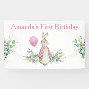 Peter Rabbit First birthday Backdrop Banner