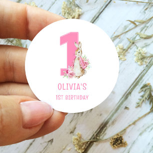 Peter Rabbit First Birthday Classic Round Sticker