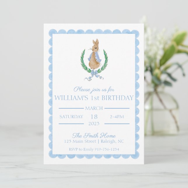 Peter Rabbit First Birthday Party Invitation (Standing Front)