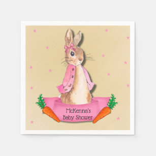 Peter Rabbit Flopsy Pink Girl Baby Shower Napkin