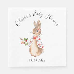 Peter Rabbit Floral Heart Watercolor Baby Shower Napkin