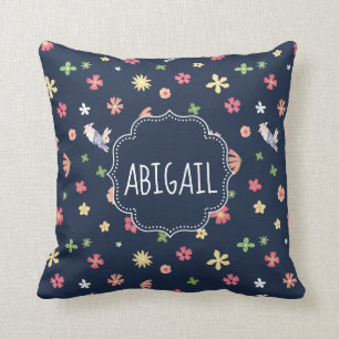 Peter Rabbit   Floral Navy Pattern Cushion