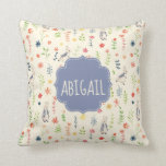 Peter Rabbit | Floral Watercolor Pattern Cushion<br><div class="desc">This sweet pattern features Peter Rabbit among watercolor flowers.  Personalise by adding your name or monogram.</div>