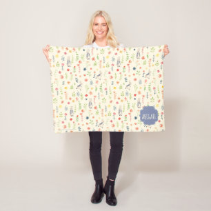 Peter Rabbit Floral Watercolor Pattern Fleece Blanket