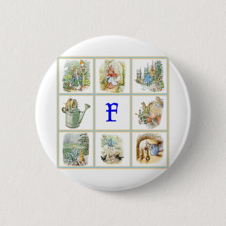 PETER RABBIT for children whose name begins with F 6 Cm Round Badge