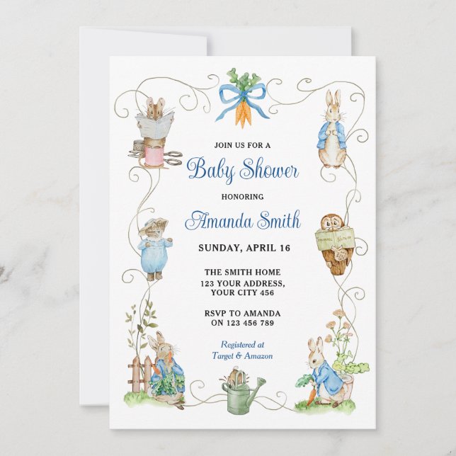 Peter Rabbit Friends Baby Shower Invitation (Front)