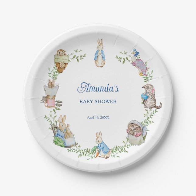 Peter Rabbit Friends Baby Shower Paper Plate (Front)