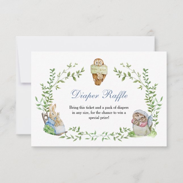 Peter Rabbit Friends Diaper Raffle RSVP Card (Front)