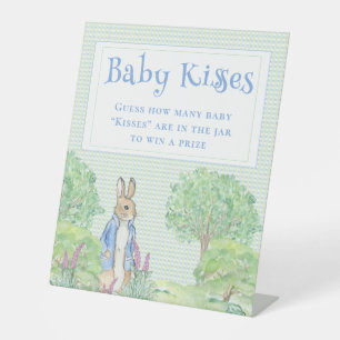 Peter Rabbit Gingham Baby Kisses Baby Shower Game Pedestal Sign