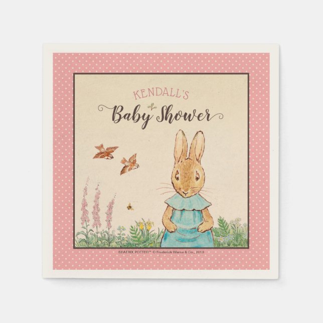 Peter Rabbit | Girl Baby Shower Napkin (Front)