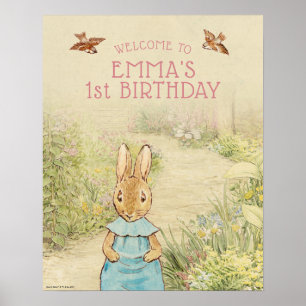 Peter Rabbit - Girl   First Birthday Welcome Poster