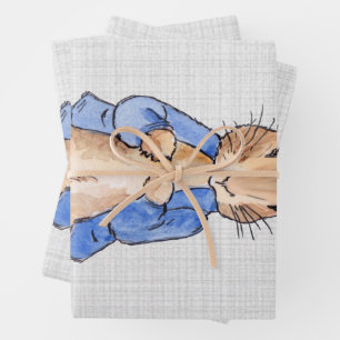 Peter Rabbit Grey Linen Background   Wrapping Paper Sheet