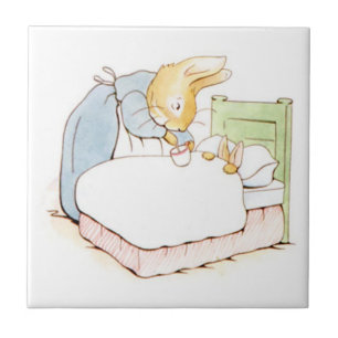 Peter Rabbit in Bed (Being Fed by his Mother) Tile