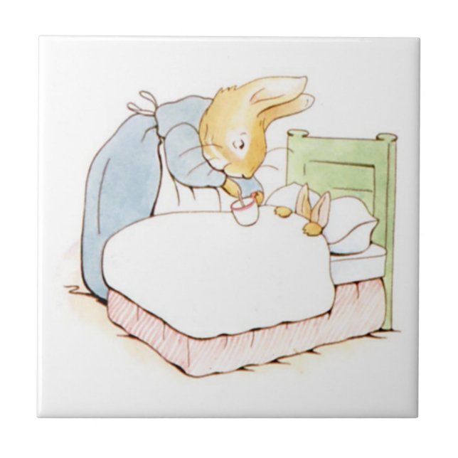 Peter Rabbit in Bed (Being Fed by his Mother) Tile (Front)