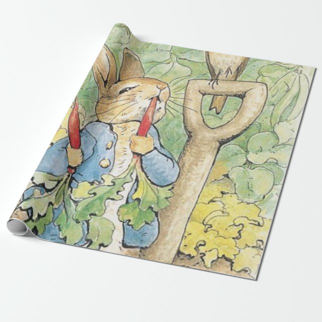 Peter Rabbit In The Garden - Beatrix Potter Wrapping Paper (Unrolled)