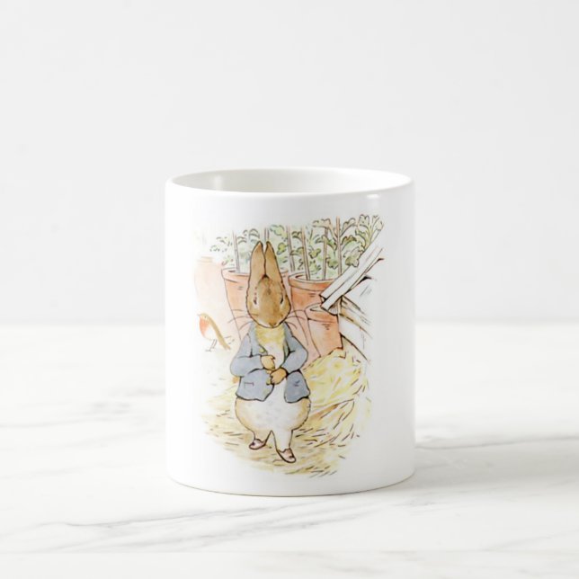 Peter Rabbit in the Garden (by Beatrix Potter) Coffee Mug (Center)