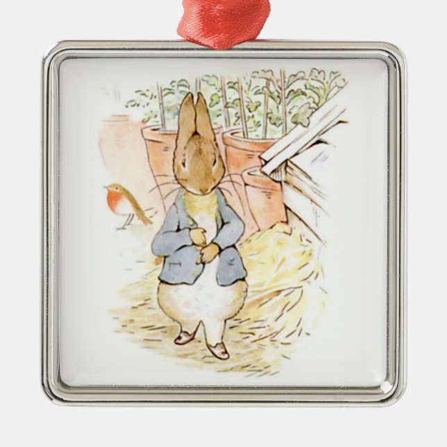 Peter Rabbit in the Garden (by Beatrix Potter) Metal Tree Decoration (Front)
