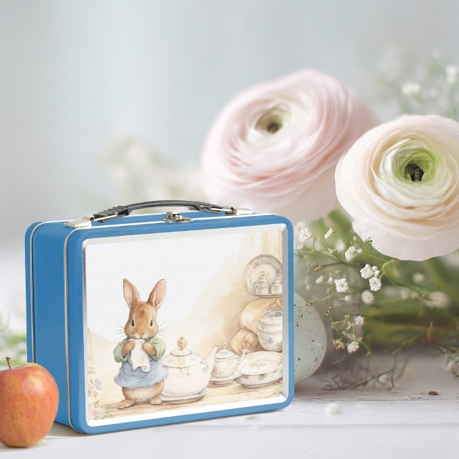Peter Rabbit in the kitchen with dishes Metal Lunch Box (Creator Uploaded)