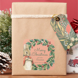 Peter Rabbit   Merry Christmas From Square Sticker