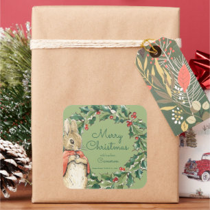 Peter Rabbit Merry Christmas From Square Sticker