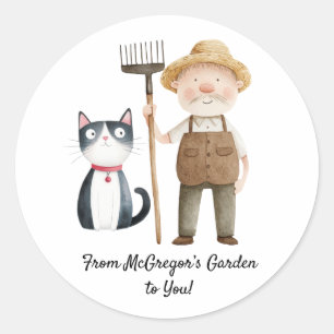 Peter Rabbit Mr. McGregor and Cat Baby Shower Clas Classic Round Sticker