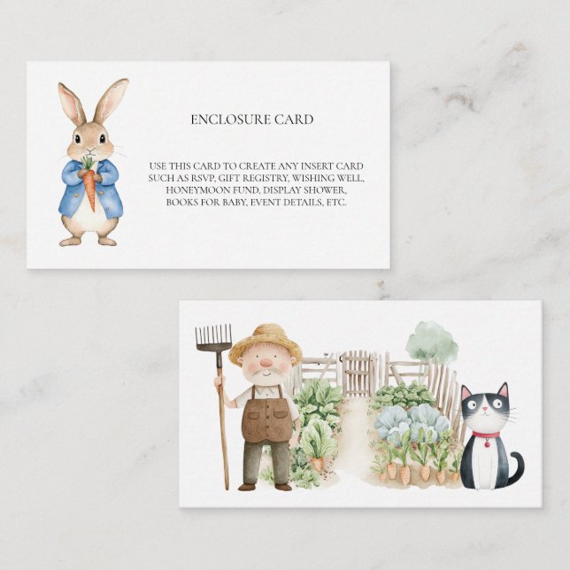 Peter Rabbit Mr. McGregor Garden Baby Shower  Enclosure Card (Front/Back)