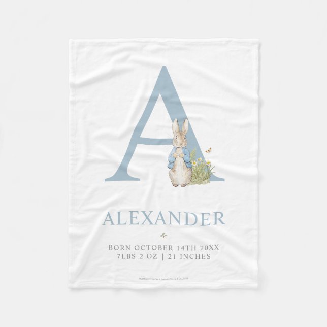 Peter Rabbit | Personalised Letter A Fleece Blanket (Front)