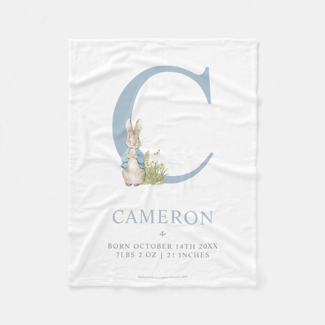 Peter Rabbit | Personalised Letter C Fleece Blanket (Front)