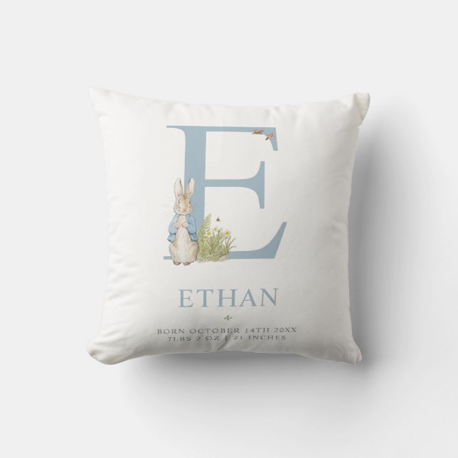 Peter Rabbit | Personalised Letter E Cushion (Front)