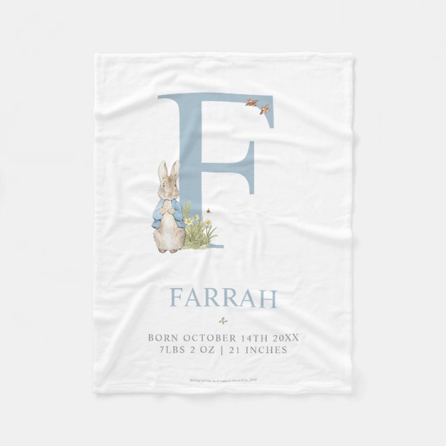 Peter Rabbit | Personalised Letter F Fleece Blanket (Front)