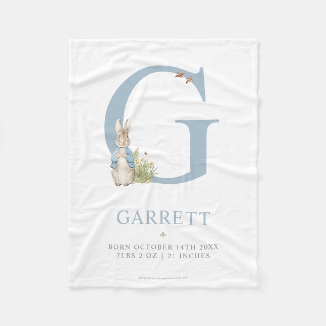 Peter Rabbit | Personalised Letter G Fleece Blanket (Front)
