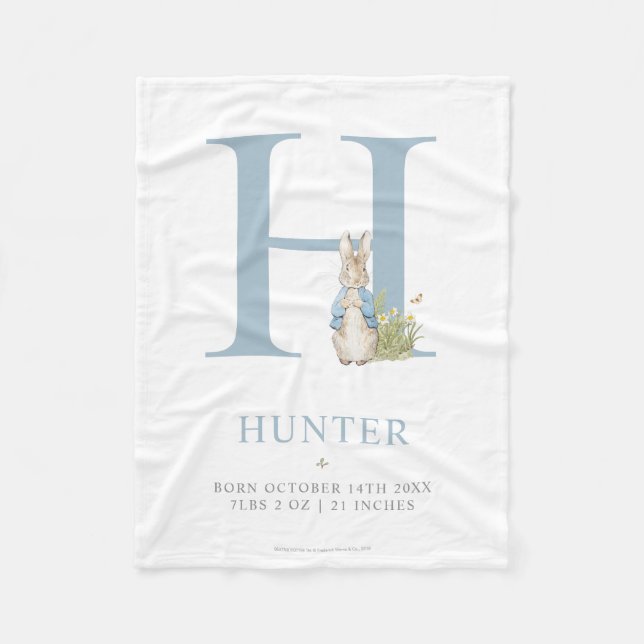 Peter Rabbit | Personalised Letter H Fleece Blanket (Front)