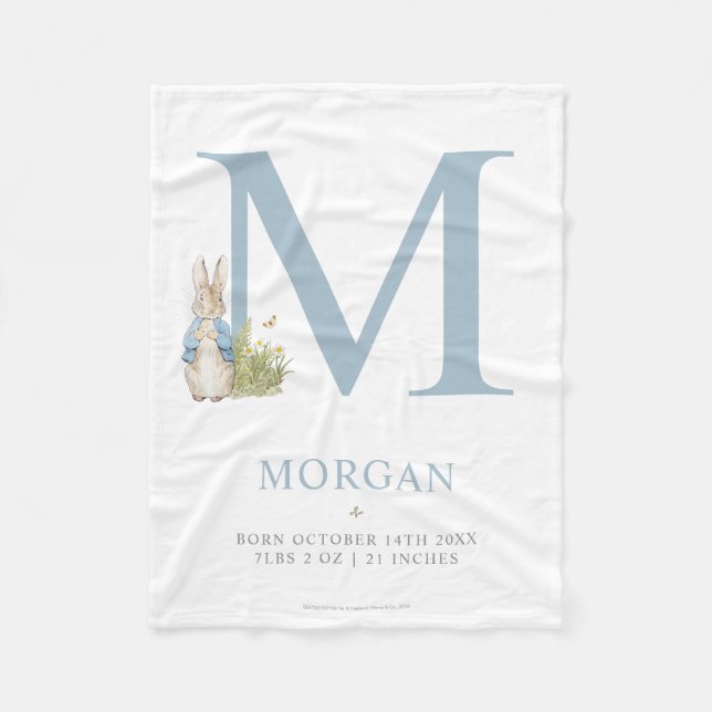 Peter Rabbit | Personalised Letter M Fleece Blanket (Front)