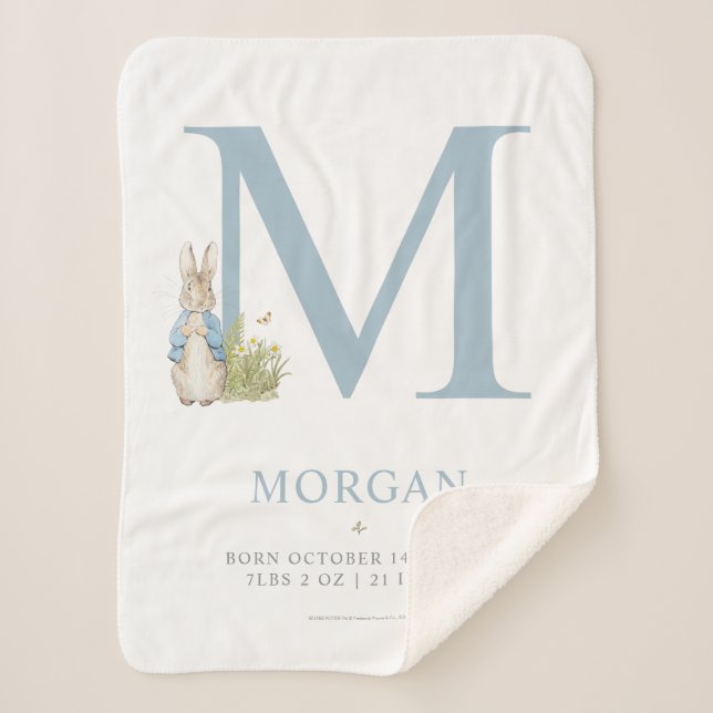 Peter Rabbit | Personalised Letter M Sherpa Blanket (Front)