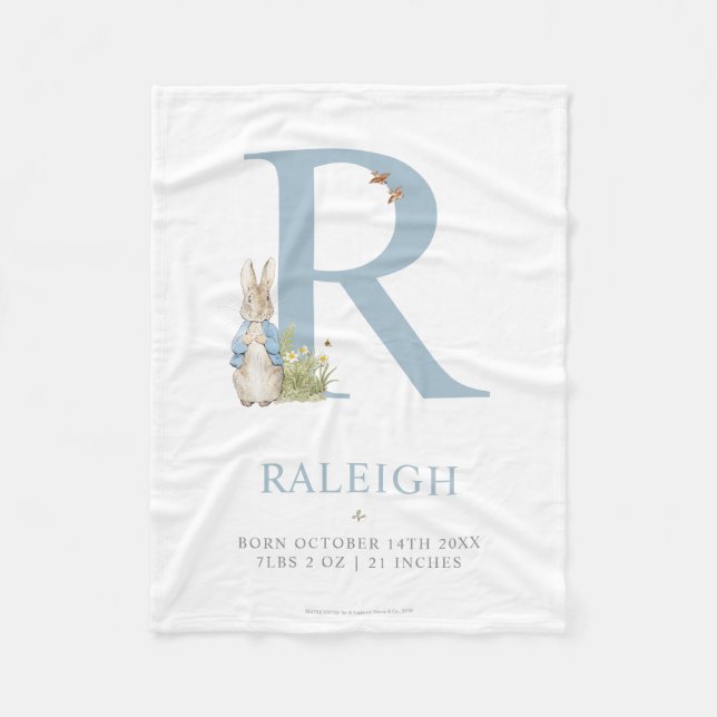 Peter Rabbit | Personalised Letter R Fleece Blanket (Front)