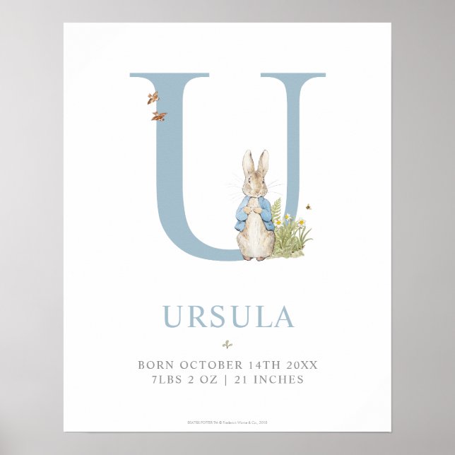 Peter Rabbit | Personalised Letter U Poster (Front)