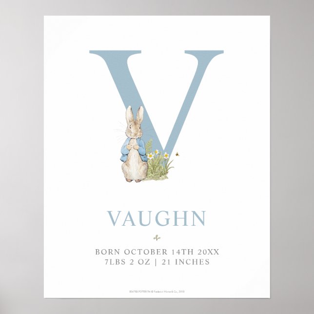 Peter Rabbit | Personalised Letter V Poster (Front)