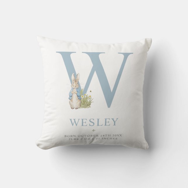 Peter Rabbit | Personalised Letter W Cushion (Front)