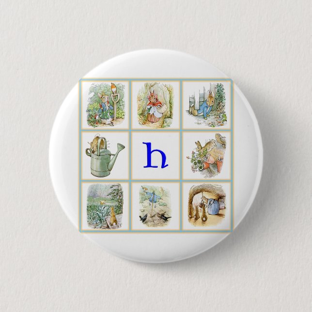 PETER RABBIT personalised with letter H 6 Cm Round Badge (Front)
