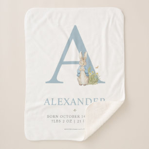 Peter Rabbit   Personalized Letter A Sherpa Blanket