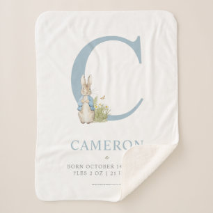 Peter Rabbit   Personalized Letter C Sherpa Blanket